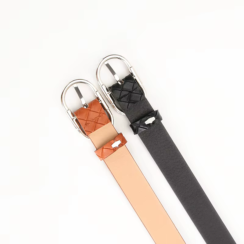 Ceinture en PU tressée tendance et unique pour femmes avec boucle en alliage, ceintures minimalistes tendance pour tous les jours à motifs diamants