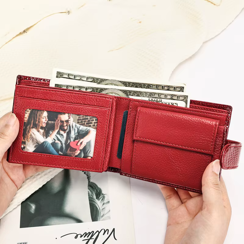 Portefeuille en cuir véritable, style court, tendance, grande capacité, portefeuille en cuir verni haut de gamme, multifonctionnel, 80% de réduction