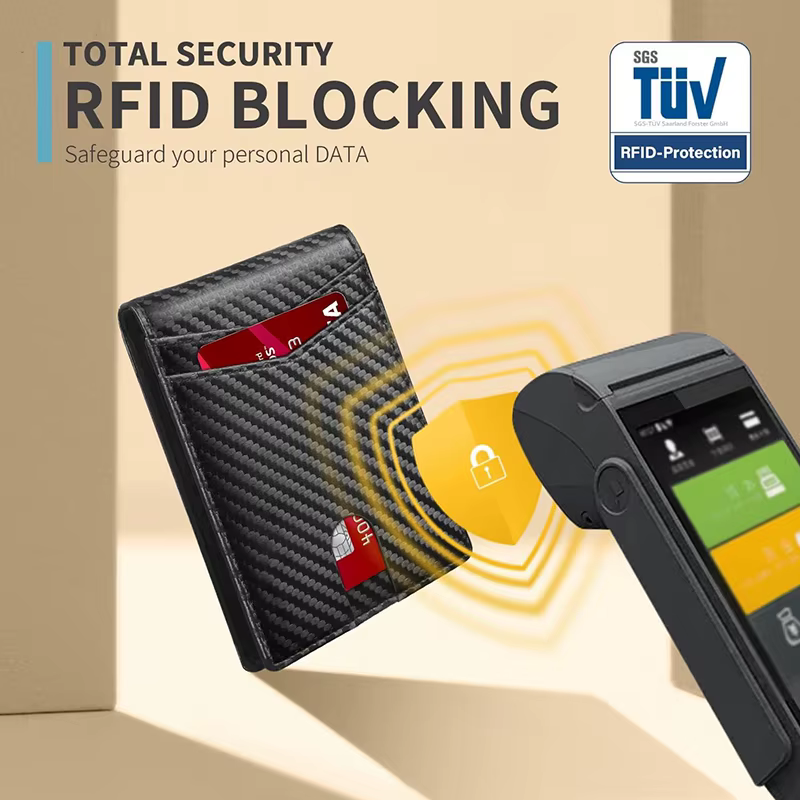 Portefeuille pour hommes en cuir Rfid ultra fin avec fenêtre d'identification
