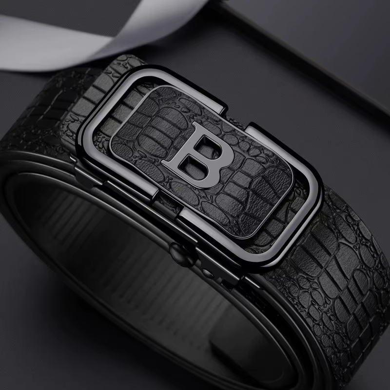 Ceinture à boucle automatique motif Crocodile pour hommes