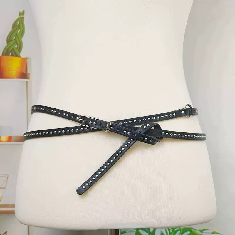 Ins mode Double ceinture en cuir Pu
