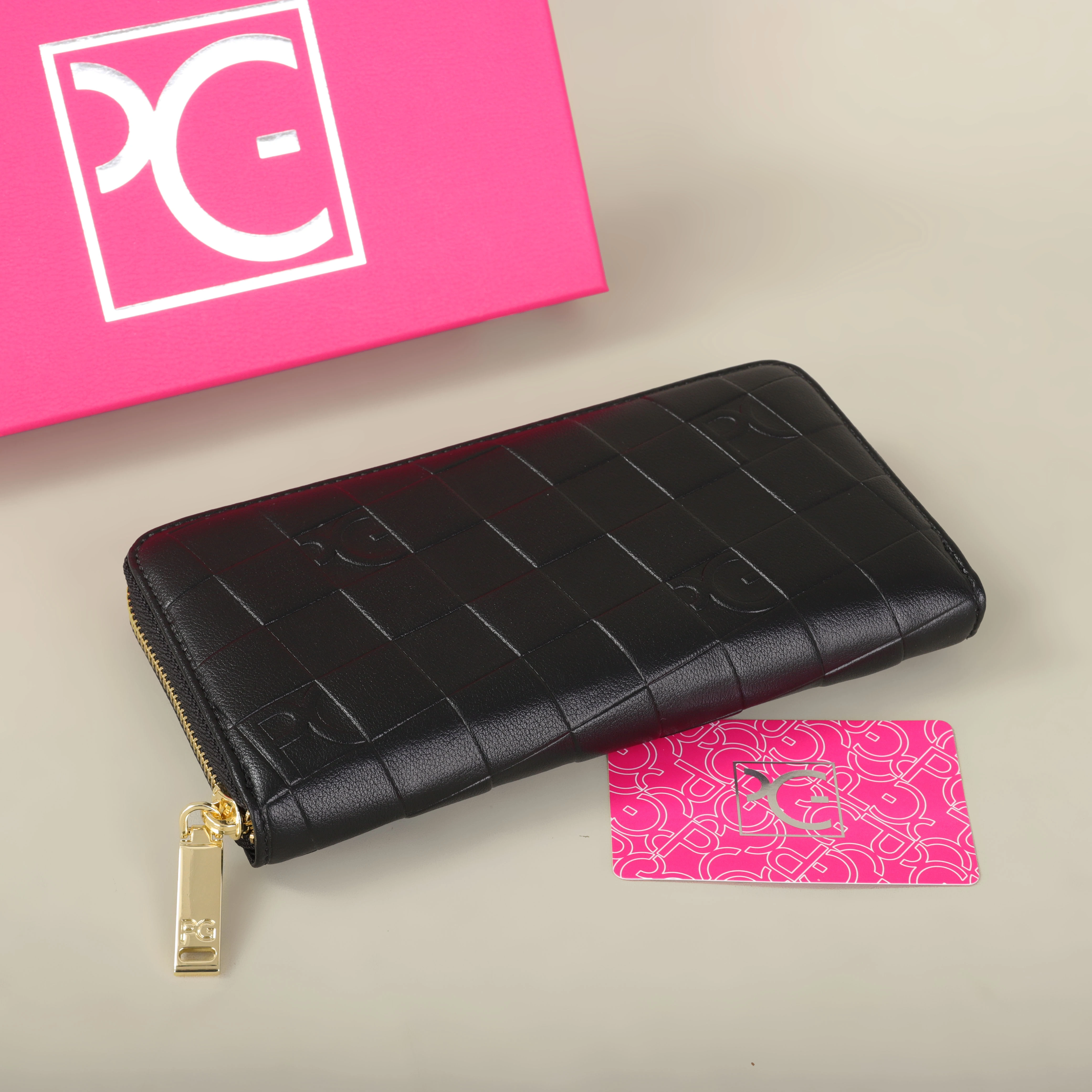 PG PATSY GARIS Portefeuille pour femme, grande capacité, porte-cartes rectangulaire avec fermeture éclair pour soirée