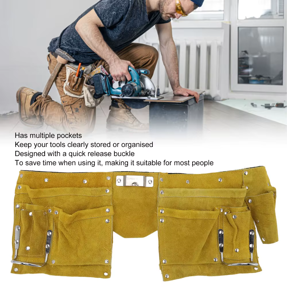 Ceinture à outils en cuir avec boucle à dégagement rapide