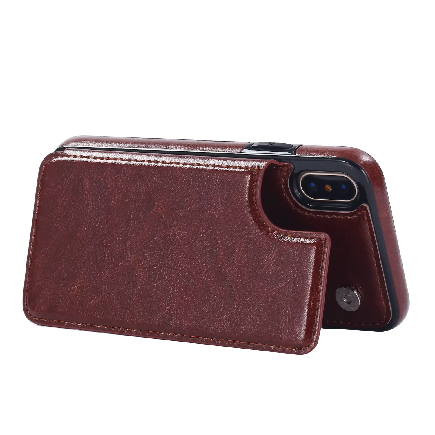 Coque de téléphone portefeuille antichoc en cuir