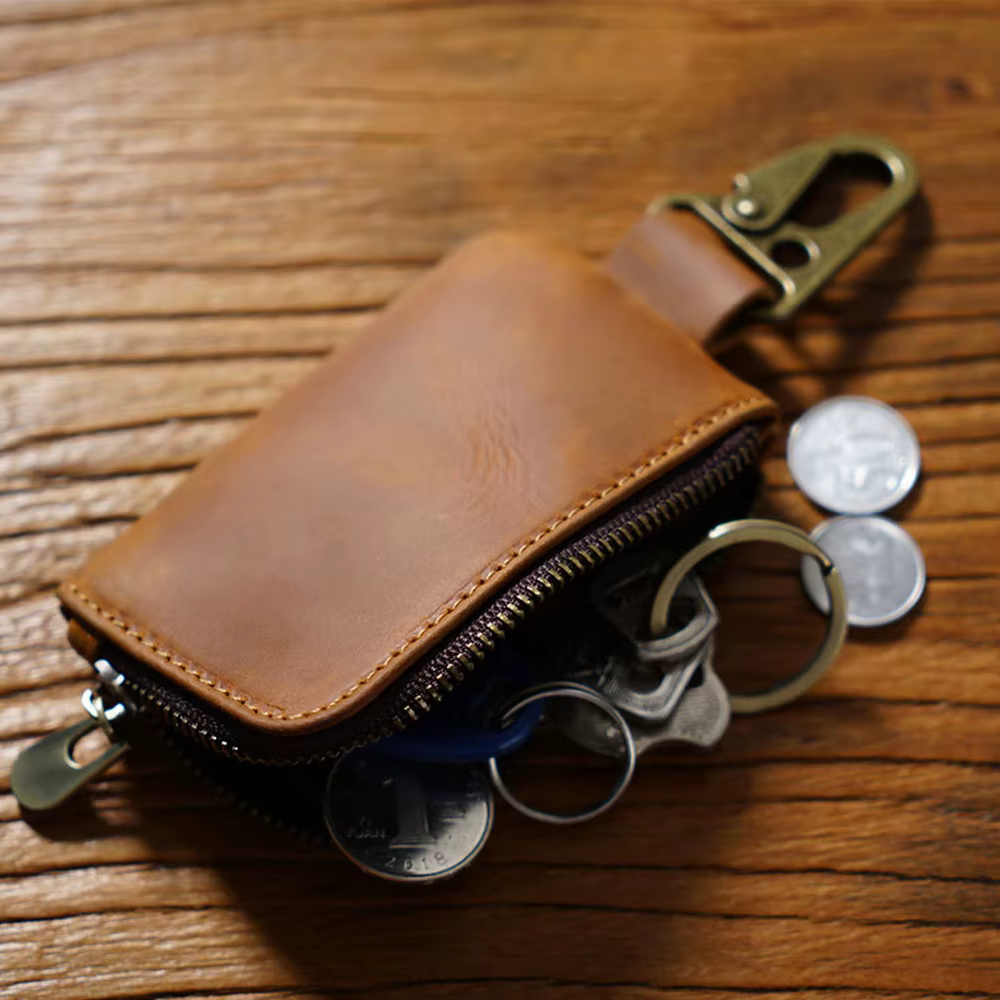Porte-monnaie multifonctionnel en cuir avec porte-clés