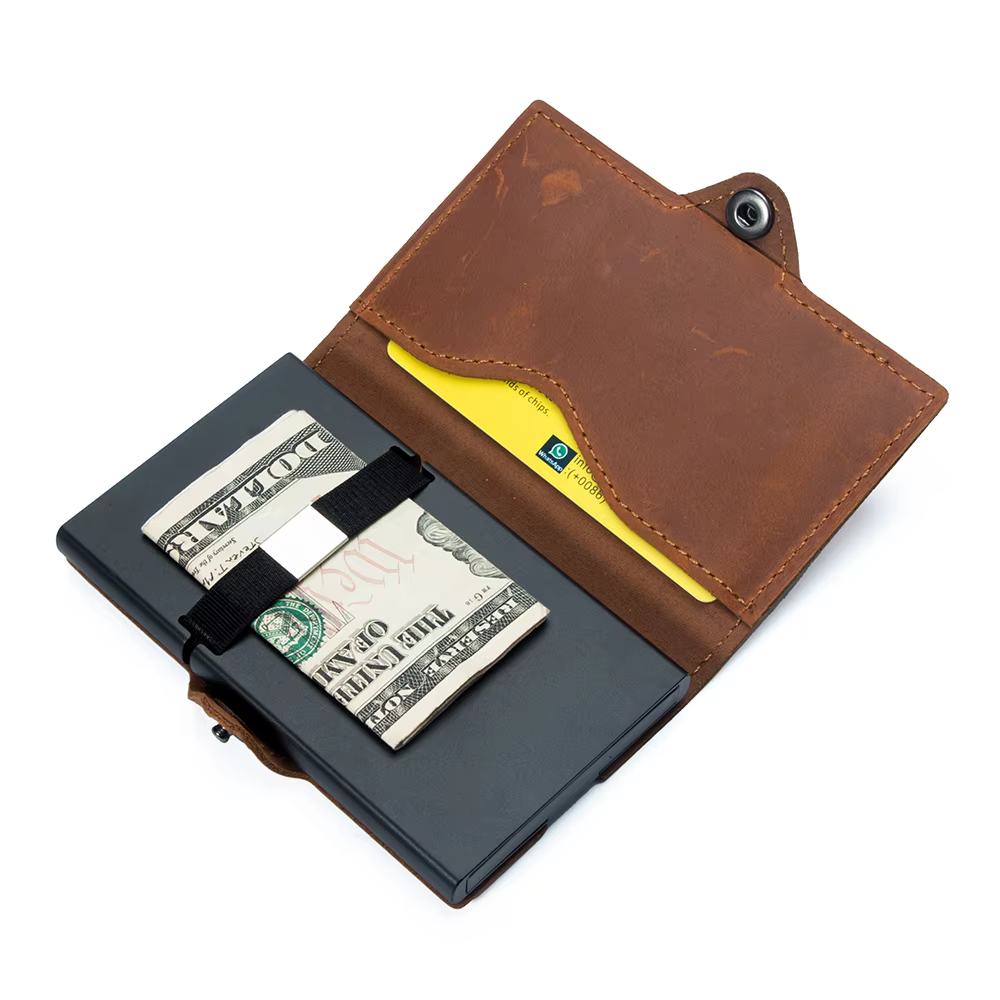 CASEKEY hommes portefeuilles 100% véritable cuir de vache Popup court porte-carte sac à main de haute qualité marque mâle portefeuille Tarjeteros Para Hombre