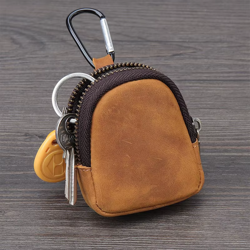 WERLLANDS Mousqueton en cuir PU multicolore rétro mini porte-monnaie porte-clés portefeuille