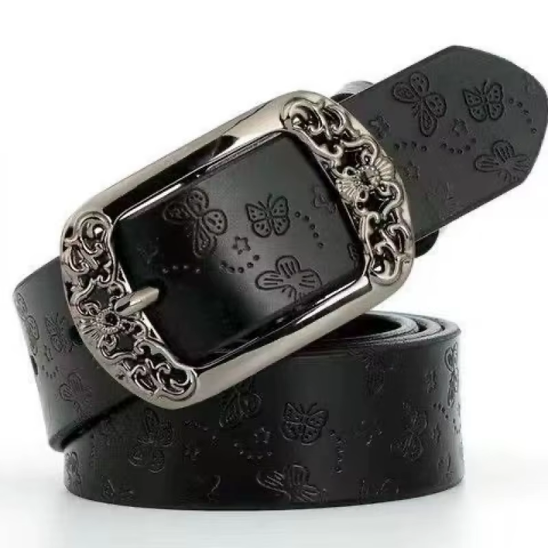 Ceinture vintage pour femme avec gaufrage - design à boucle large