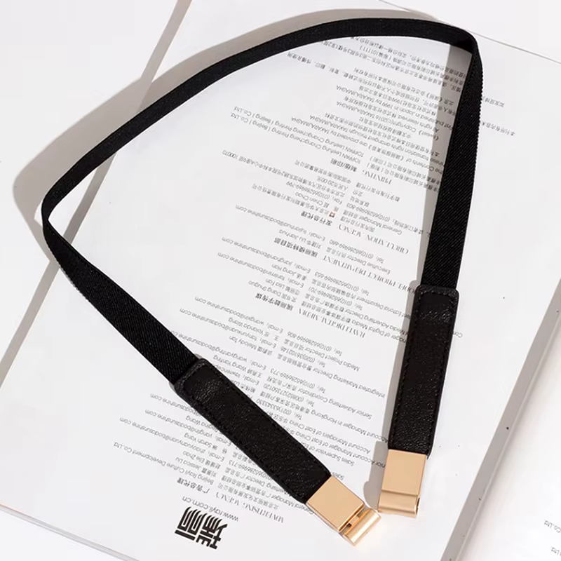 Ceinture artificiel astique Fine pour Femme, 1 Pièce, Sangle de Commande, Design Élégant, Noir, Marron