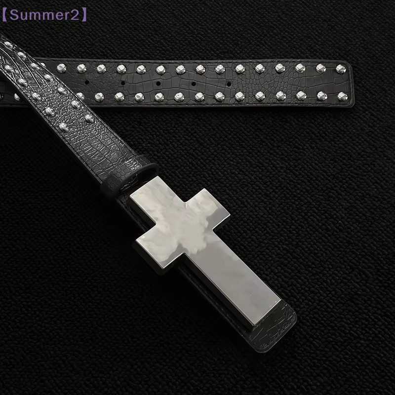 【Xia2】Ceinture Punk à Clous Croisés pour Hommes et Femmes