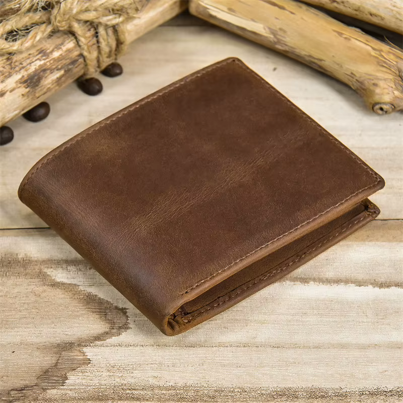 Luufan Vintage hommes portefeuille en cuir véritable court sac à main portefeuilles