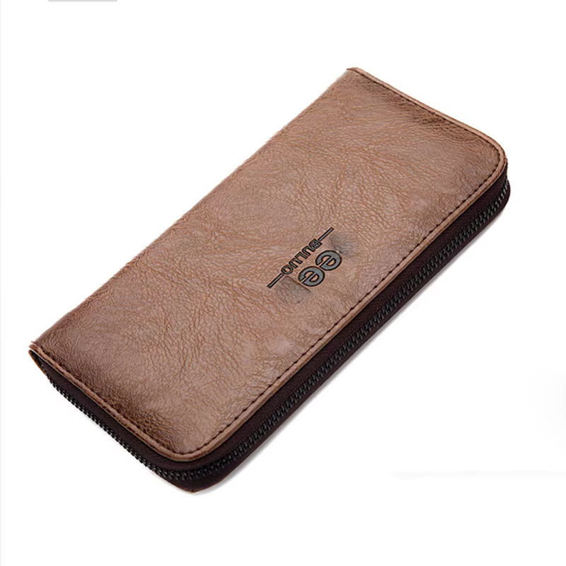 Portefeuille long en cuir pour hommes – Porte-monnaie intelligent de marque avec porte-carte de crédit