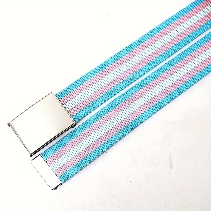 Ceinture en toile Rainbow Pride avec boucle carrée – Polyvalente et élégante pour les jeans