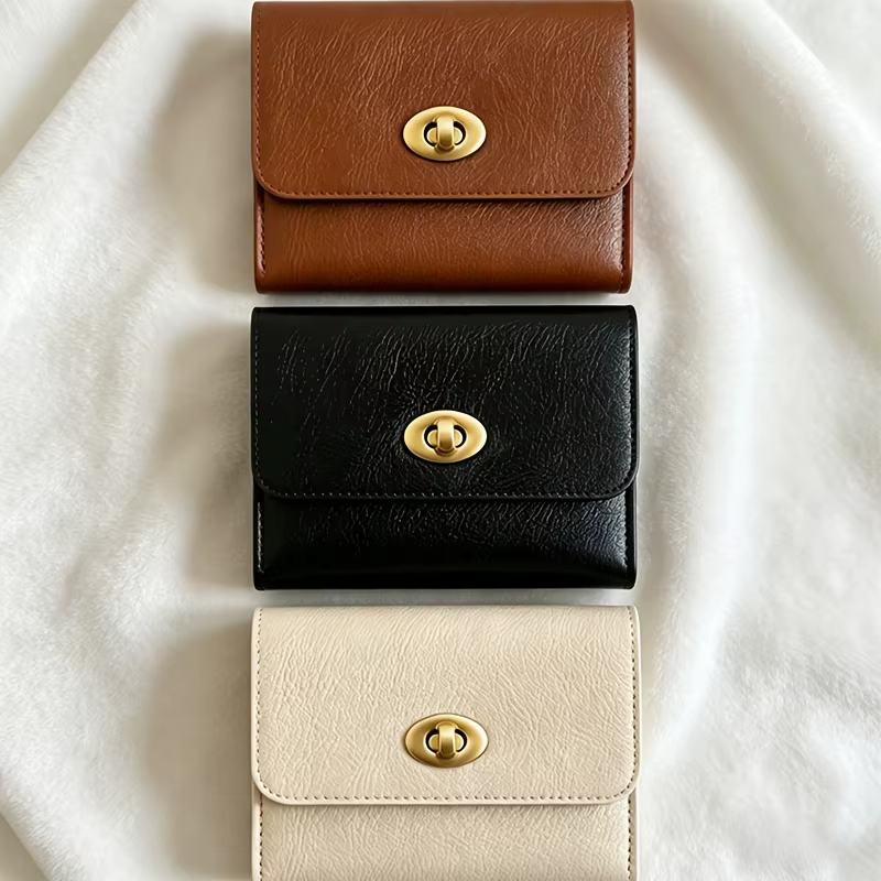 Porte-cartes et porte-monnaie mini rétro en cuir PU WERLLANDS avec fermoir rotatif multicolore