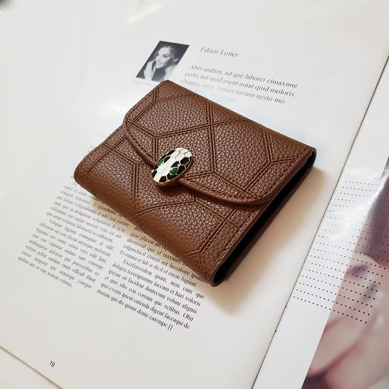 Nouveau portefeuille Snakehead pour femme, court, à trois volets, vertical, personnalisable, mini-portefeuille, petit porte-cartes frais, antivol