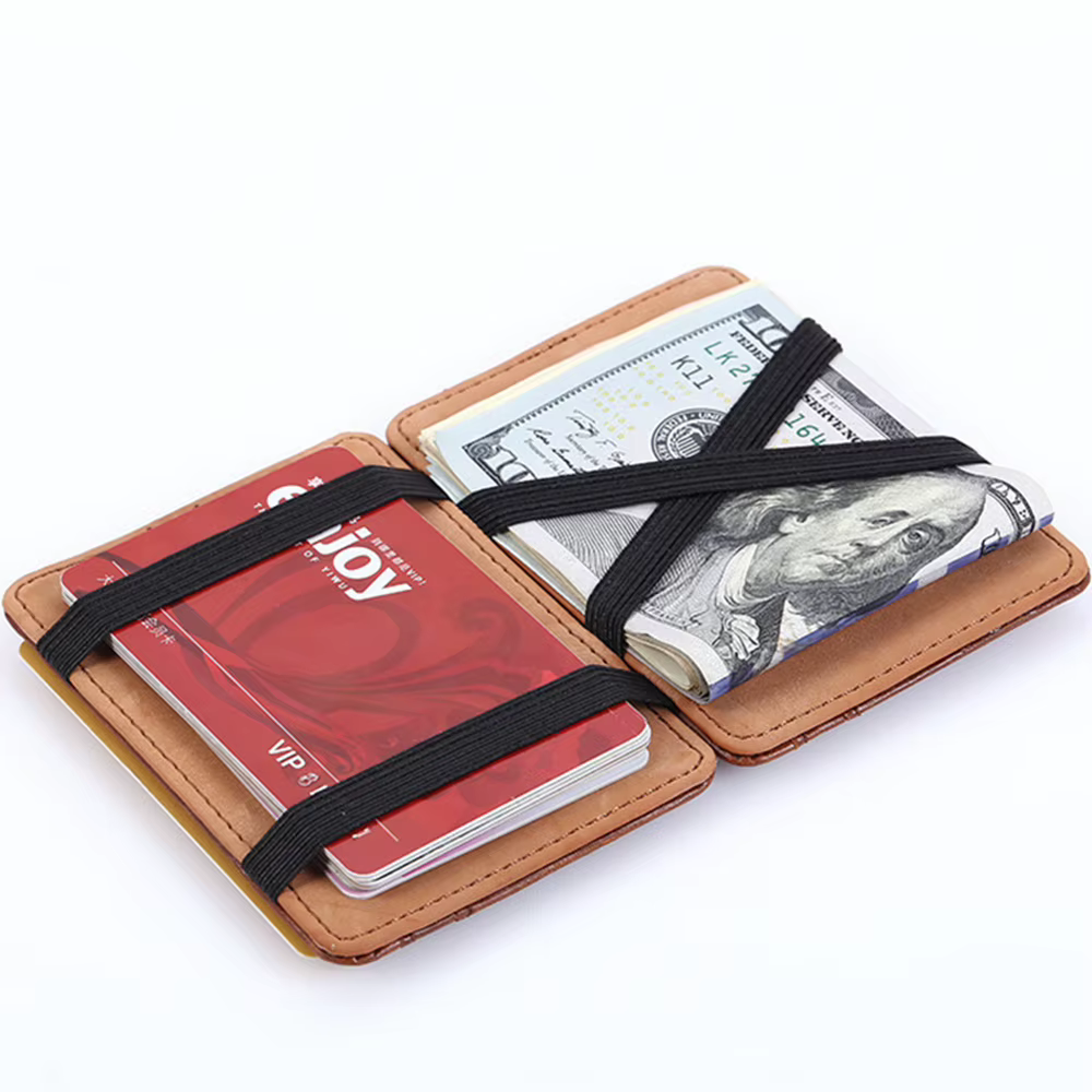 Portefeuille Magique Homme en PU – Porte-cartes Créatif Tendance – Étui de Crédit Designer Noir avec Emplacement pour