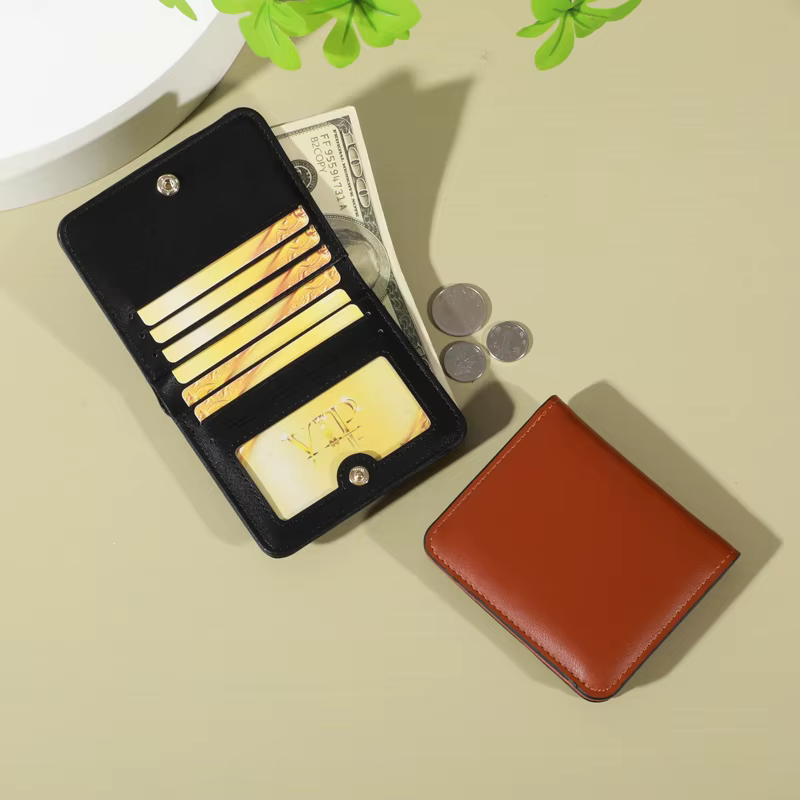Portefeuille minimaliste en PU – Fermeture à pression