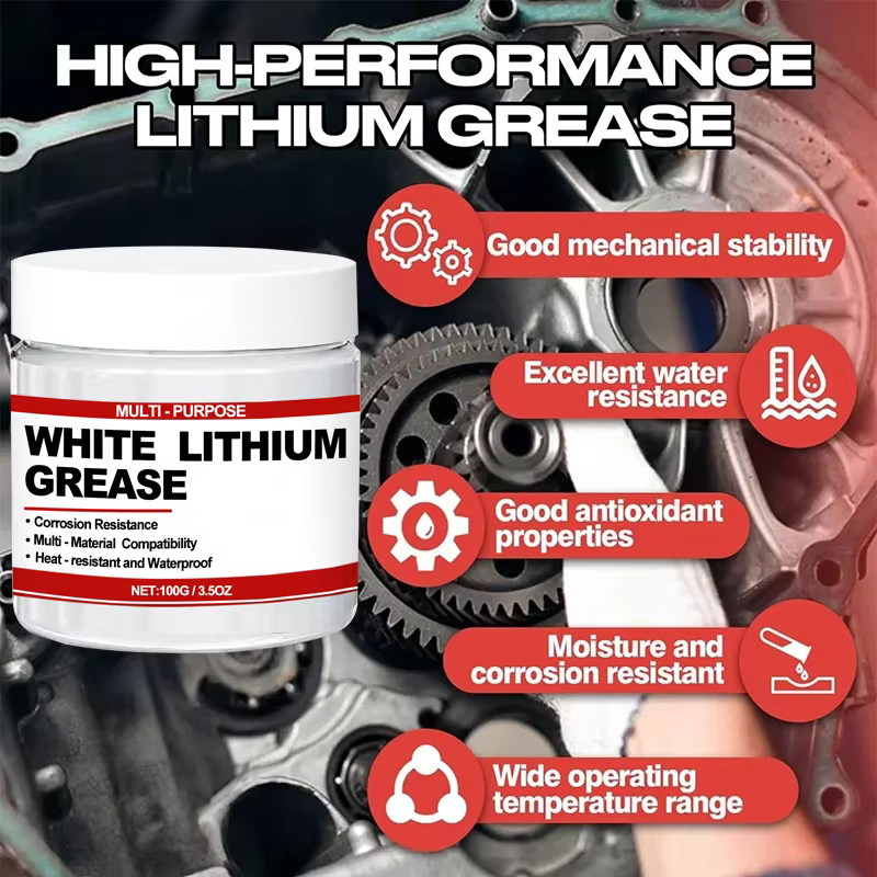 Graisse au lithium blanche multi-usages avec brosse pour portes de garage, roulements et applications automobiles