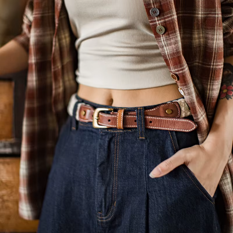 Maden Ceinture en cuir tissé pour femme