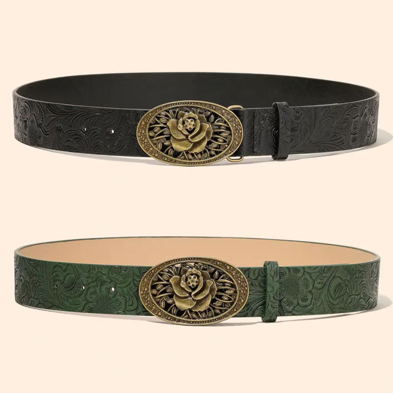 Ceinture en cuir ovale pour femme