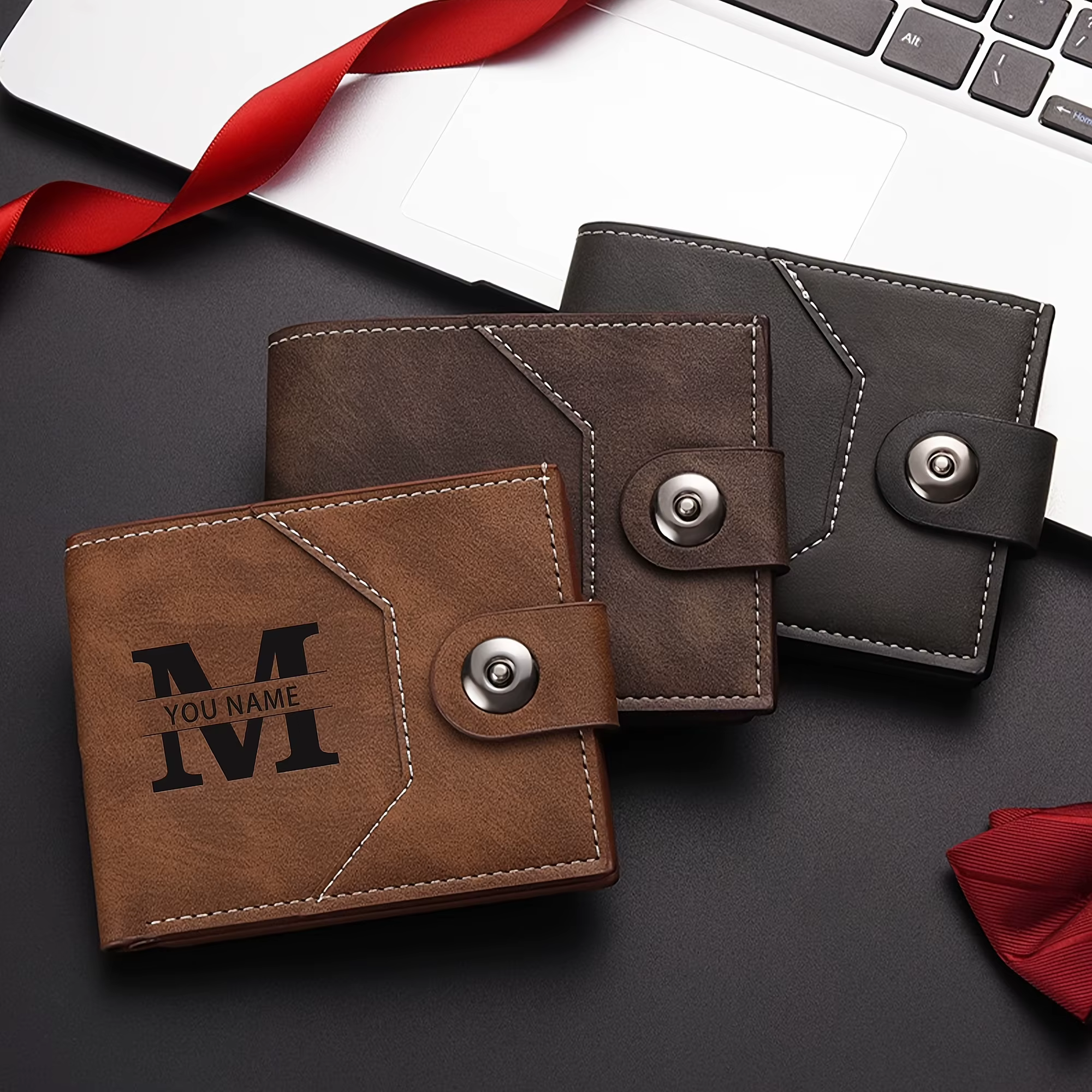 Portefeuille court pour homme en cuir PU personnalisé