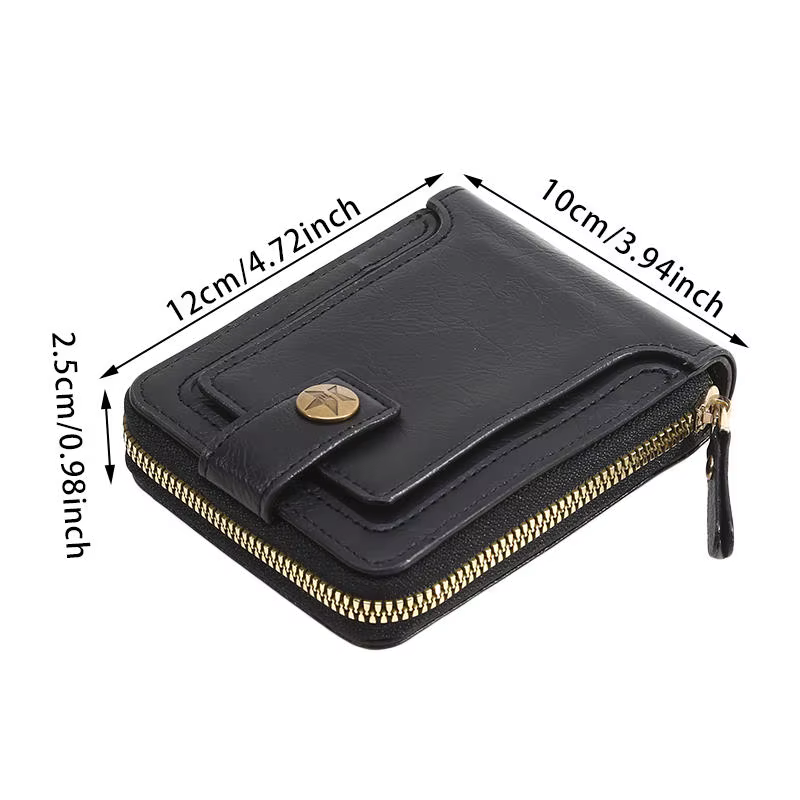 Portefeuille pour homme en PU avec fermeture éclair