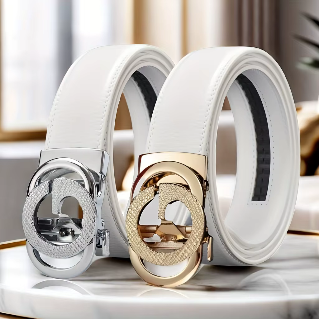 Ceinture blanche avec boucle automatique pour hommes