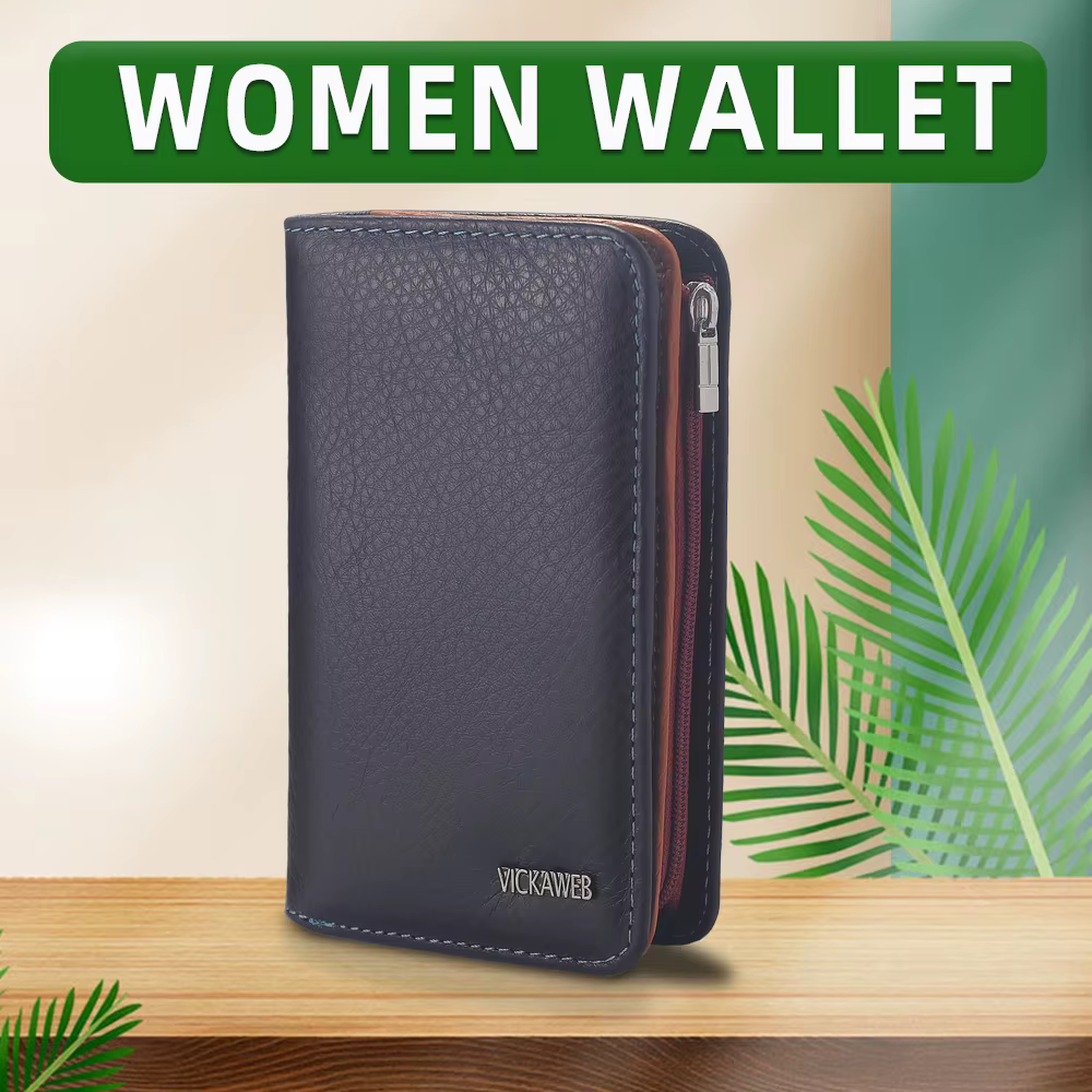 VICKAWEB – portefeuille en cuir véritable pour femmes