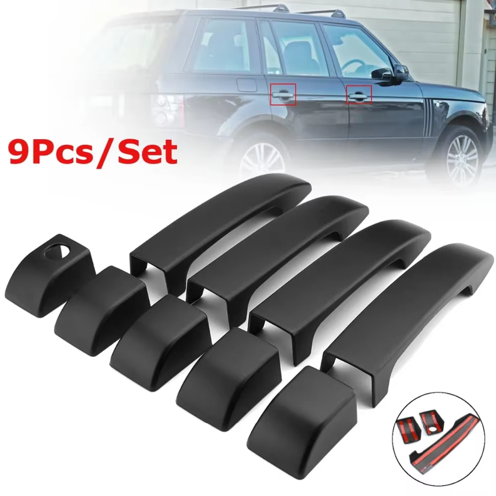 Couvercle de poignée de porte noir mat, 9 pièces, garniture pour Land Rover Range Rover L322 2002 2003 2004 2005 2006 2007 2008 2009 2010 2011 2012