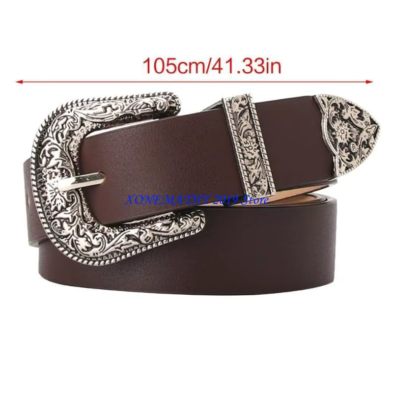 F42F Steampunk mode ceinture femmes ceinture Western Cowgirl boucle ardillon ceinture mince