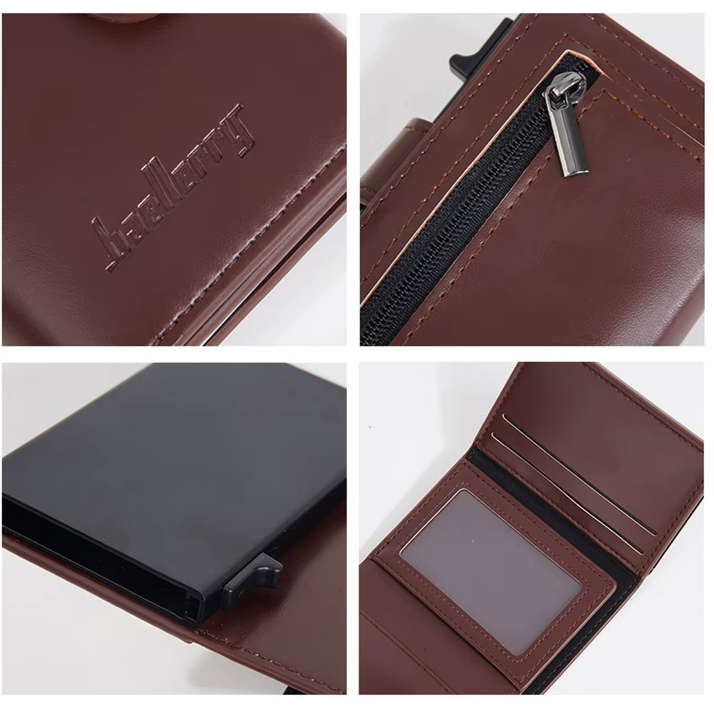 Baellerry Porte-cartes en aluminium pour homme avec bouton coulissant pop-up automatique