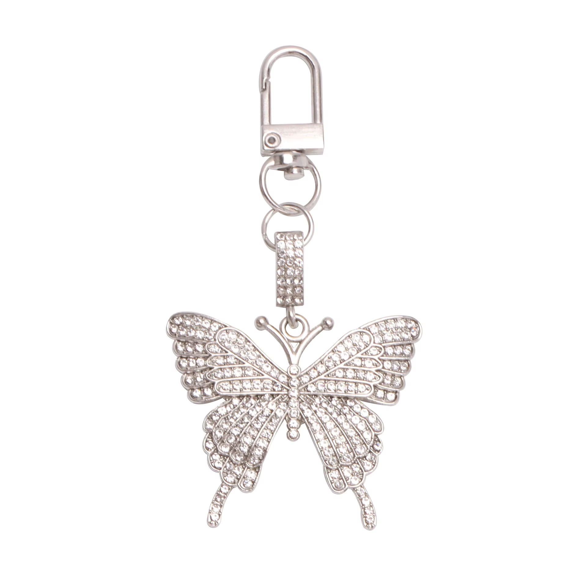 Porte-clés papillon en strass scintillant en métal pour femme, breloque de sac Kawaii, accessoire de porte-clés, cadeau pour fête quotidienne, soirée, mariage