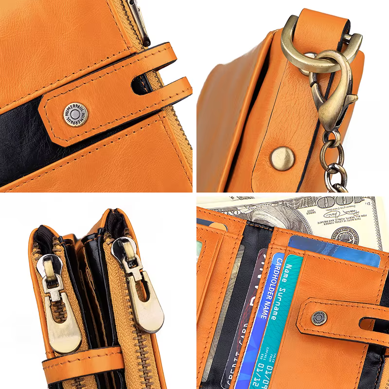 HUMERPAUL portefeuille en cuir véritable pour hommes mode qualité sac à main de voyage Rfid protéger porte-carte de