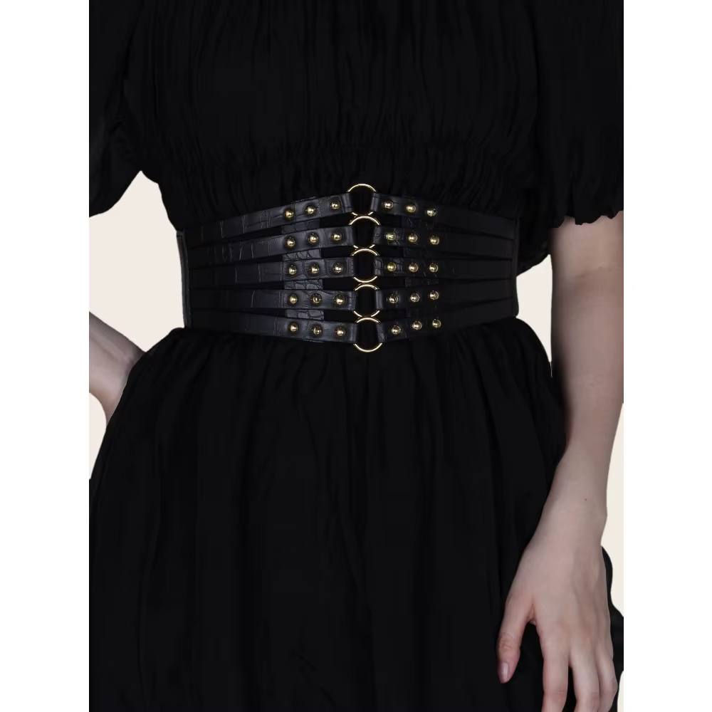 Ceinture Large Vintage à Rivets pour Femme