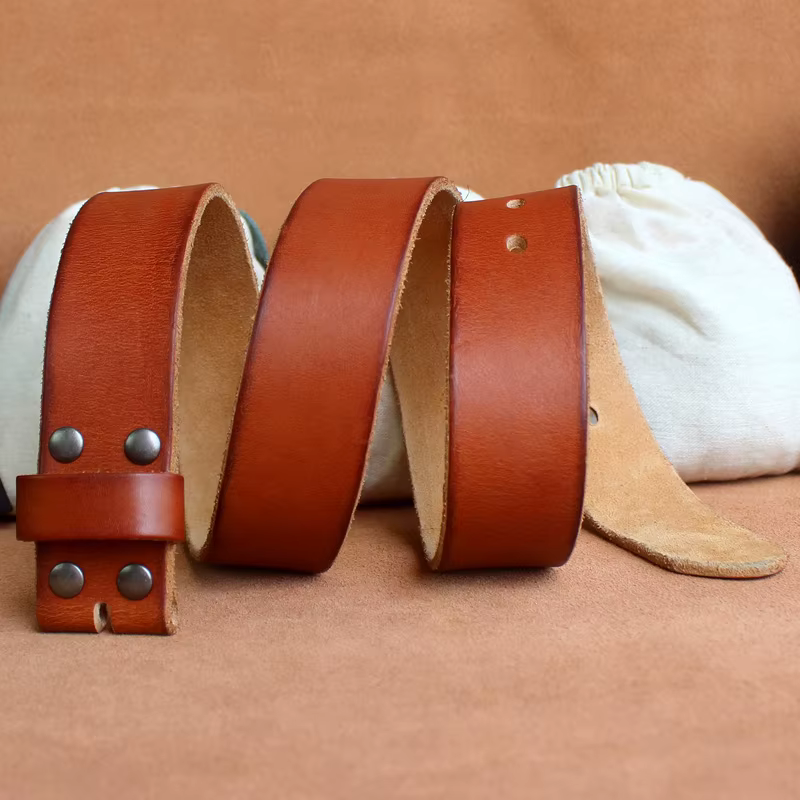 Sogefimen ceinture pour hommes sans boucle une pièce ceintures en cuir pleine fleur