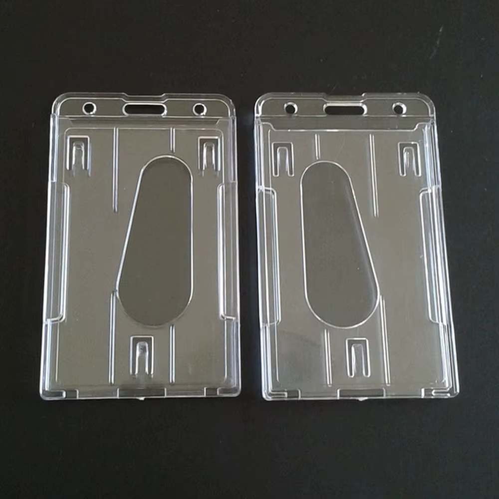 Porte-cartes de crédit transparent vertical en plastique rigide de haute qualité