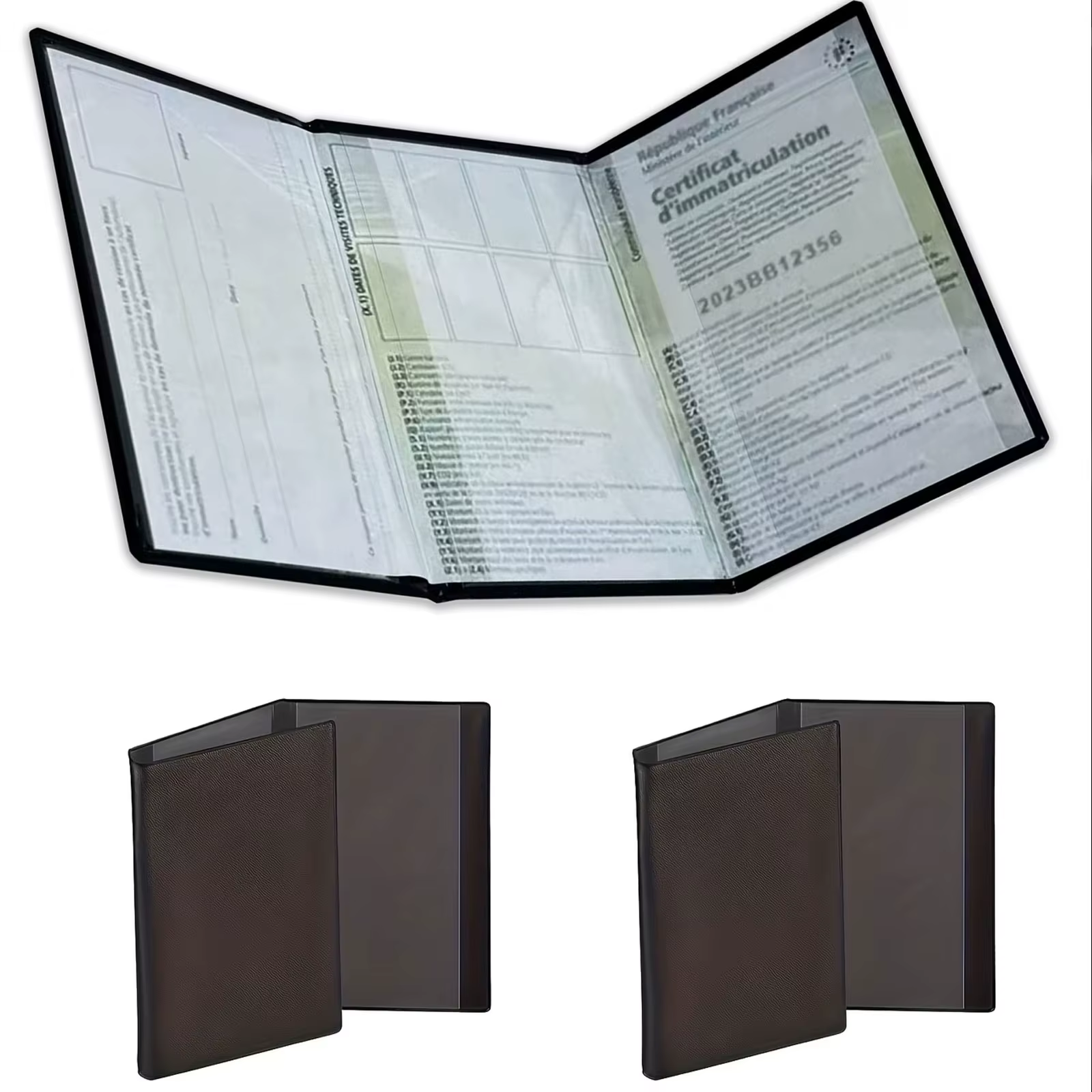 Lot de 1 ou 2 Porte-cartes de immatriculation et d'assurance pour véhicule - Étui transparent en PVC pour documents de plaque d'immatriculation auto/moto