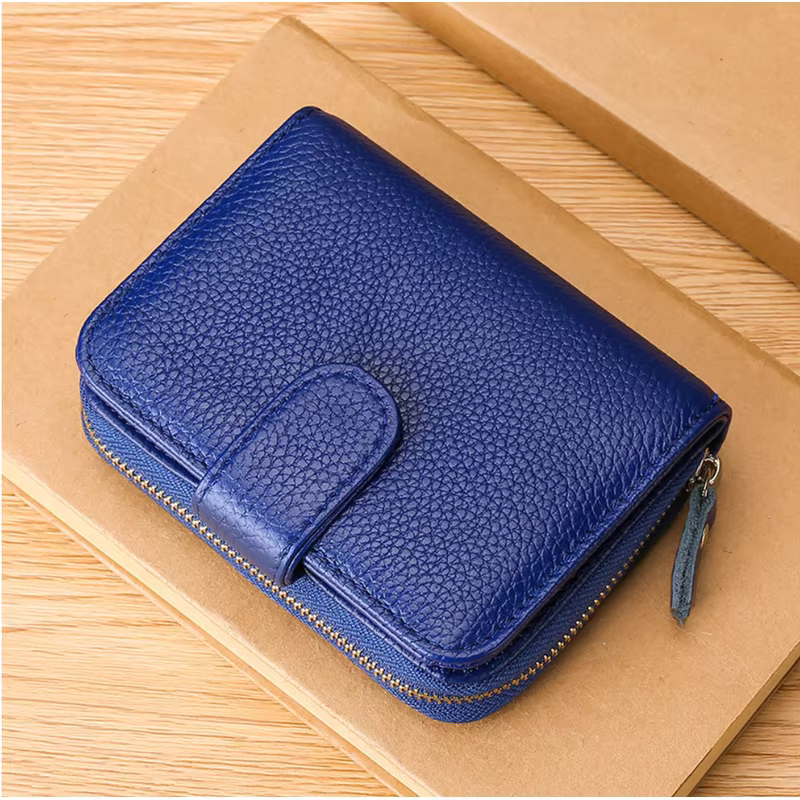 Portefeuille en cuir véritable hommes femmes multi-fonctionnel première couche peau de vache RFID porte-monnaie