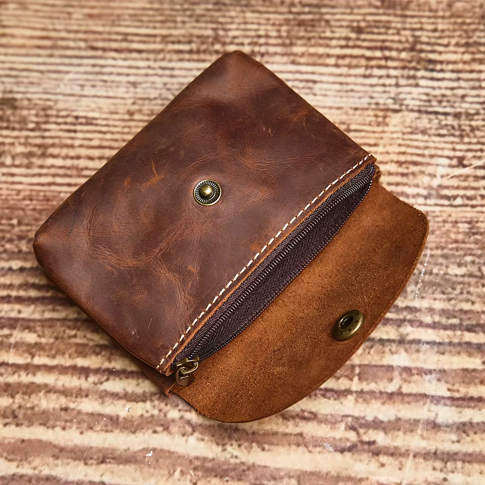 NUPUGOO – porte-monnaie rétro en cuir véritable pour hommes