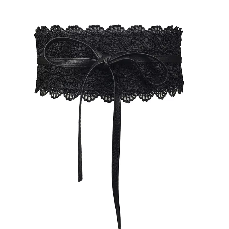Ceinture en dentelle avec nœud pour femmes