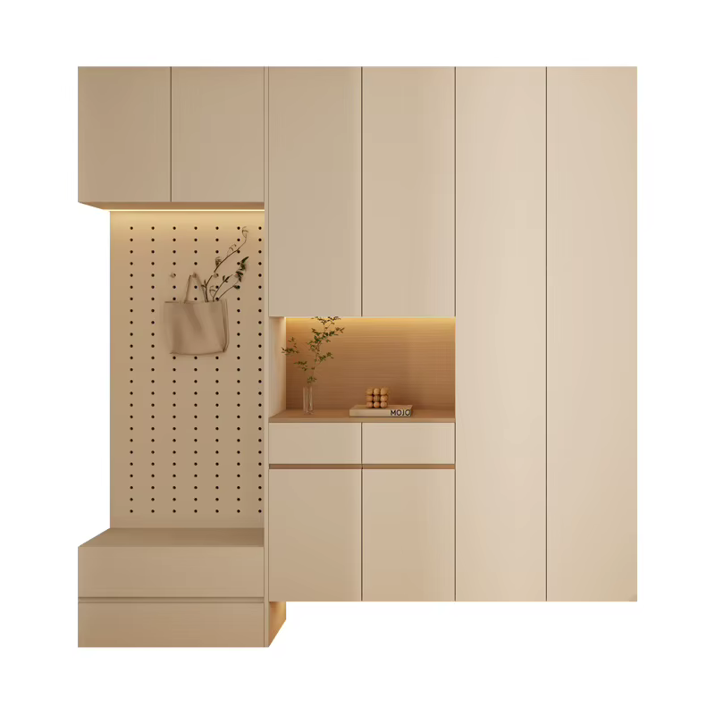Armoire à chaussures d'entrée en bois crème, armoire d'entrée moderne, armoire de rangement sur pied en bois massif