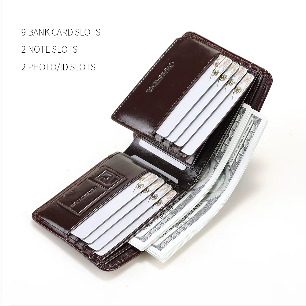 Portefeuille Homme Cuir Italien Tri-Fold Horizontal Slim CHANPINCL – Multi-Cartes