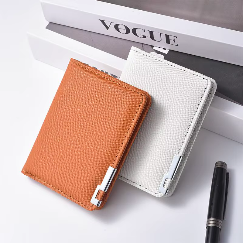 Portefeuille fin en similicuir noir de style professionnel avec plusieurs emplacements pour cartes