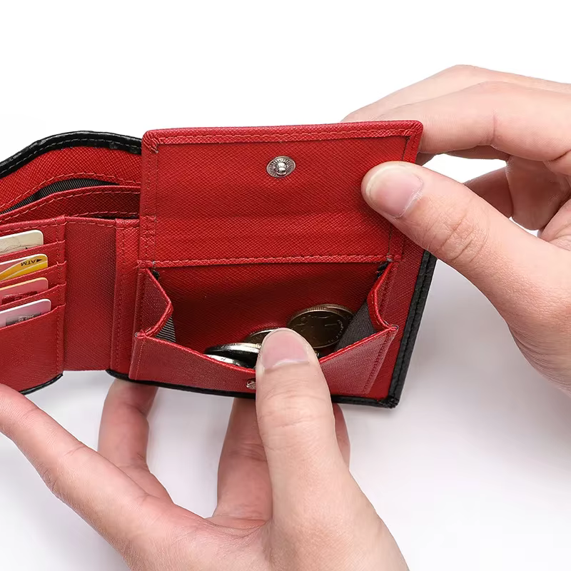 Portefeuille imprimé en fibre de carbone pour hommes, deux portefeuilles pliants en cuir, changement multi-cartes, clip court