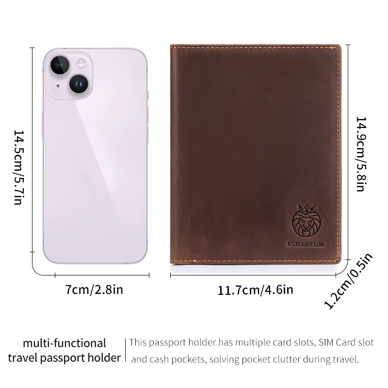 SCHLATUM porte-passeport pour voyage hommes RFID blocage portefeuille de passeport en cuir véritable avec fentes pour