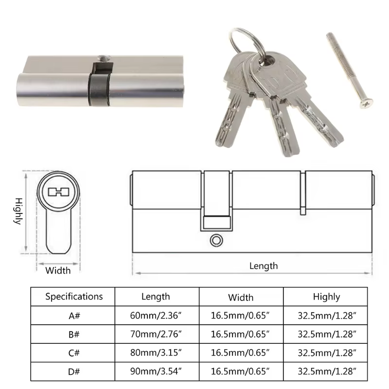 Cylindre de serrure de porte en bois avec 3 clés cylindre de serrure ouvert simple antirouille pour w/pouce porte intérieure de