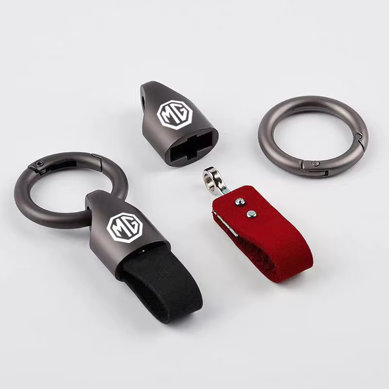 Porte-clés de luxe en daim/métal pour hommes et femmes