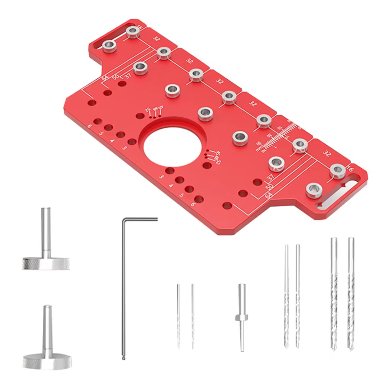 Gabarit de perçage de broche d'étagère de poignée de porte de BHBD-2In1, localisateur de perçage de charnière pour le travail du bois, gabarit de perforateur de trou de porte d'armoire à charnière