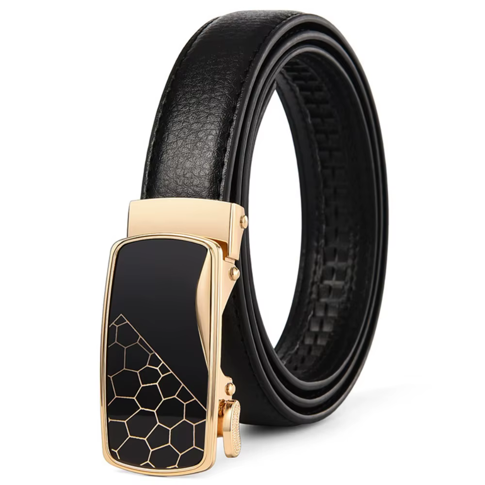 Ceinture noire de haute qualité avec boucle automatique pour femme
