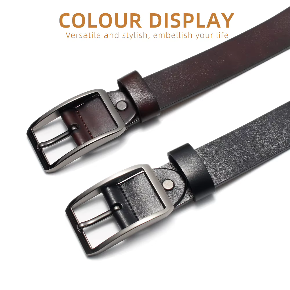LAMBRUSSO Ceinture en cuir véritable de haute qualité pour hommes